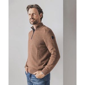 State Of Art Half Zip Trui Melange Camel Bruin - Maat L - Heren - Pullovers