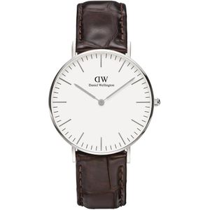 Daniel Wellington Classic York DW00100055 - Horloge - Leer - Bruin - Ø 36mm