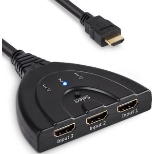 MMOBIEL HDMI Switch - 3 In naar 1 Uit - 1080p - Full HD - Pigtail - Indicatie LED
