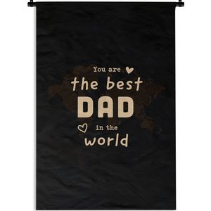 Wandkleed Vaderdag - Prachtig cadeau voor vader - You are the best dad in the world wit Wandkleed katoen 120x180 cm - Wandtapijt met foto XXL / Groot formaat!