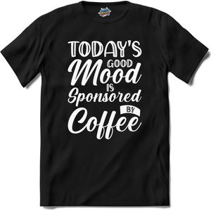 Sponsored By Coffee | Koffie - Coffee - Vintage - T-Shirt - Unisex - Zwart - Maat L