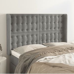 vidaXL Hoofdbord Fluweel Lichtgrijs 147x118/128cm Hoofd Bord - Hoofdkussen - Bedroom Decoratie - Velvet Headboard - Grijs Hoofdbord - Stapelbed