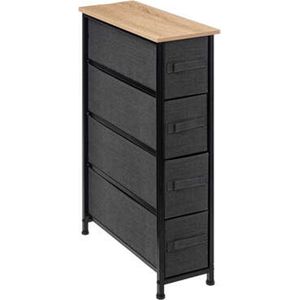 5Five - Opbergmandkastje - Donkergrijs - Metaal/Hout/Stof - 4x Manden