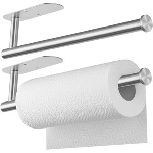 Selbro ® Krachtige Zelfklevende RVS Keukenrolhouder Set voor Multifunctioneel Gebruik