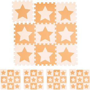 Relaxdays 45x speelmat foam sterren - puzzelmat - speelkleed - vloermat - oranje-beige