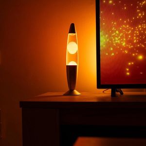 Oranje lavalamp - Nachtlampje met 2 lampjes - Grappig tienercadeau - Retro lamp 34 x 85 cm