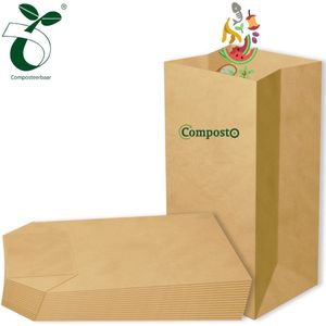 Composto GFT containerzak 140L x 16 stuks | 100% Composteerbaar | Containerzakken 140 liter | GFT afvalzakken | Papieren zakken