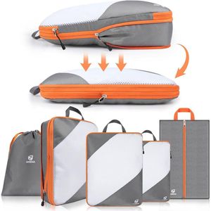 Kofferorganizer 5-delige set compressiepakket kubus ruimtebesparend uitbreidbaar ultralicht reisorganizer voor kleding schoenen ondergoed rugzak handbagage - reisset Packing Cubes Backpack