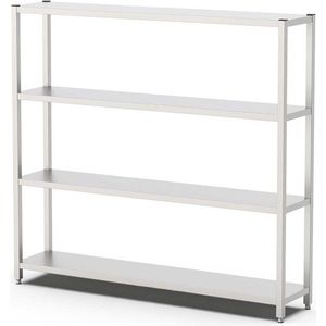 HCB® - Opbergrek metaal - stellingkast - 200 x 40 x 180 cm - RVS / INOX keuken stelling - Metalen wandrek - 40x200x180 cm (DxBxH) - 50 kg - 8003