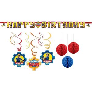 Brandweerman Sam - Versier pakket - Feestartikelen - Kinderfeest - Letter slinger - Plafond swirl hangers - Honeycombs plafonddecoratie.