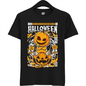 Pumpkin Magazine - Halloween Spook Dames / Heren Unisex Shirt - Grappig Kostuum Shirt Idee Voor Volwassenen - T-Shirt - Unisex - Zwart - Maat 4XL