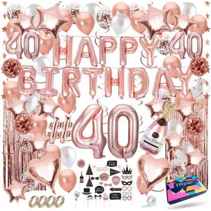 Fissaly 40 Jaar Rose Goud Verjaardag Decoratie Versiering - Helium, Latex & Papieren Confetti Ballonnen