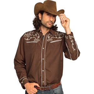 Boland - Shirt Western bruin (XL) - Volwassenen - Cowboy - Cowboy - Indiaan