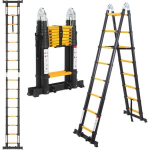 Telescopische ladder 5 m - Multifunctionele en draagbare aluminium ladder met antislip beveiliging