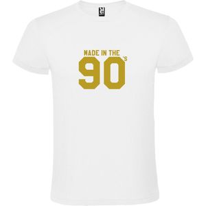 Wit T shirt met print van "" Made in the 90's / gemaakt in de jaren 90 "" print Goud size M