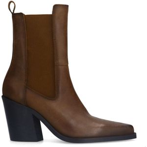 Sacha - Dames - Bruine leren chelsea boots met hak - Maat 40