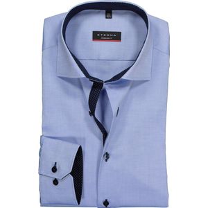 ETERNA modern fit overhemd - mouwlengte 7 - fijn Oxford heren overhemd - lichtblauw (blauw gestipt contrast) - Strijkvrij - Boordmaat: 48
