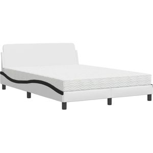 vidaXL - Bed - met - matras - kunstleer - zwart - en - wit - 120x200 - cm