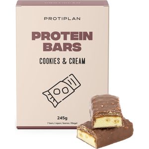 Protiplan | Reep Cookies & Cream | 7 x 35 gram | Eiwitrepen | Koolhydraatarme sportvoeding | Afslanken met Proteïne repen