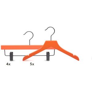 Relaxwonen - Kinder kledinghangers - Set van 9 - Oranje - Broek en kledinghangers - extra stevig