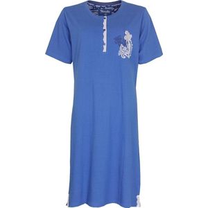 Medaillon Dames Nachthemd - 100% Katoen - Blauw - Maat S
