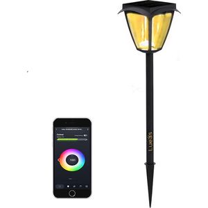 Lueas® - Solar Lamp - LED lantaarn telefoonbestuurbaar- met app - Zonne-energie - Padverlichting - Lichtsensor - Bluetooth