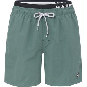 Happy Shorts Heren Zwemshort Dubbele Waistband Kaki Groen - Maat XL