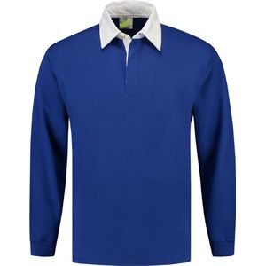 L&S Rugby Shirt voor heren in de kleur Royal Blue maat M