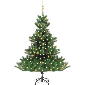 vidaXL-Kunstkerstboom-Nordmann-met-LED's-en-kerstballen-210-cm-groen