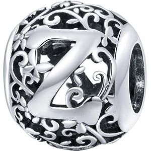 Letter Z romantisch bedel | alfabet bead | Zilverana | geschikt voor alle bekende merken | 925 zilver | moederdag