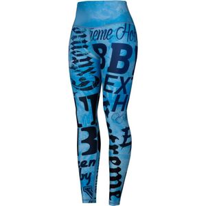 Extreme Hobby - Dames Sport Leggings - Letters Blue - Blauw - Maat M