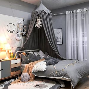 Kinderkamer dome franje bedden tent mantel tent lace klamboe plafondmontage zonder perforatiegaten - grijs