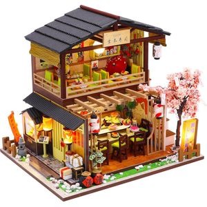 Premium Miniatuur XXL bouwpakket - Bouwpakket - Voor Volwassenen (14+) - Houten Modelbouw - Modelbouwpakket - DIY - Poppenhuis – incl. Licht- (Gibbon Sushi)