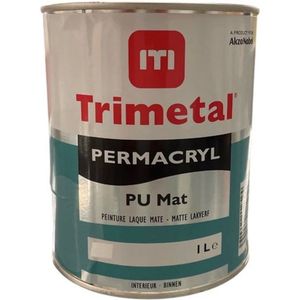 Trimetal Permacryl PU Mat - Hoogwaardige watergedragen krasvaste aflak voor binnen - Kleur RAL 9001 Cremewit - 1 L
