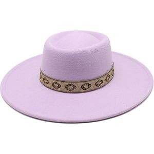 Fedora Hoed - Brim Lila | Verstelbaar | 56 - 60 cm | Katoen / Polyester | Fashion Favorite