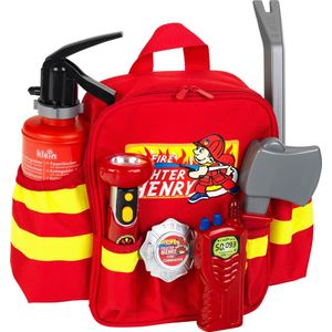 Klein Toys brandweerrugzak - 28x25x8,5 cm - incl. accessoires, verstelbare riemen en een grote opening voor het makkelijk pakken en opbergen - rood geel