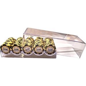 Poker - Poker bakje met waarde 100 - Pokerset - Poker fiches - Fiches - Poker chips - Poker set - Casino - Casino chips - Poker fiches met waarde - Cave & Garden