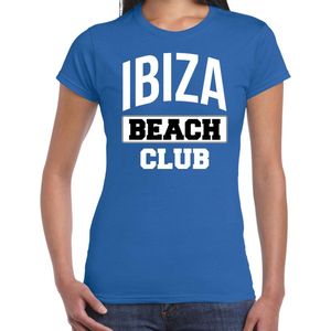 Ibiza beach club zomer t-shirt voor dames - blauw - beach party / vakantie outfit / kleding / strand feest shirt M