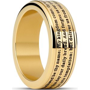 Enthumema | 8 mm Goudkleurige Fidget Ring met Engels Gebed des Heren