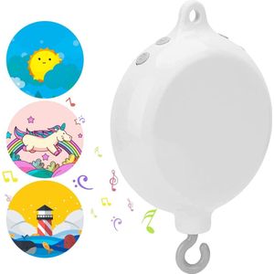 Baby mobiel met muziek voor babybeddengoed - roterende muziekdoos - babymuziekdoos - 3 stickers - SD-kaart van 128 m - 35 melodieën - batterijgevoed baby mobiel met muziek