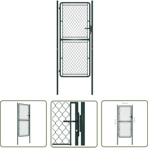 The Living Store Tuinpoort - Groen Staal - 100 x 250 cm - Robuust en duurzaam Tuinpoort - Staal Poort - Groene Poort - Tuingate - Metalen Poort - Buitendeur - Entreedeur