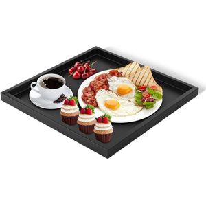 Groot houten thee-dienblad 118 x 118 x 08 inch - verhoogde randen - massief hout - rechthoekig - thuiskeuken - thee koffie snacks