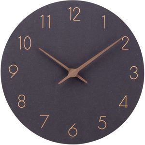 ACCSHINE MDF Houten Wandklok, Stille Moderne 25cm Kwarts Grote Batterijgevoede Wandklok, Gemakkelijk Af te Lezen voor Kamer Thuis Keuken Slaapkamer Kantoor School (Zwart, 25cm)