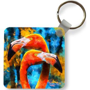 Sleutelhanger - Uitdeelcadeautjes - Olieverf - Schilderij - Vogel - Flamingo - Plastic