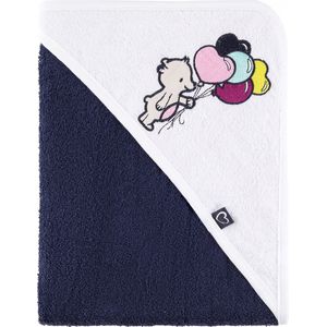 Be Mammy Babydeken - Kaphanddoek - Kinderdeken - Wiegdeken - Dekentje Baby - 100 x 100 cm - BE-BE20-240-BBL - Donkerblauw - Beer