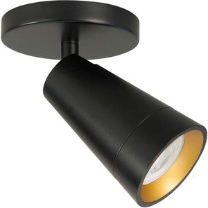 Moderne spot Petunia | 1 lichts | zwart / goud | kunststof / metaal | Ø 10 cm | Ø 5,5 cm | hal / woonkamer lamp | modern / strak design