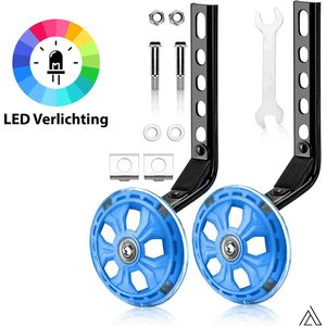ARTIVIZION Universele Zijwieltjes - Incl. Installatie Set - Led Lichtjes - Kinderfietsaccessoires - Extra Ondersteuning en Stabiliteit - Geschikt voor 12/14/16/18/20 Inch Kinderfiets - Jongens en Meisjes - Blauw