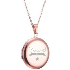Fotohanger Met Ketting En Gravering - Rond - Bedankt Juf