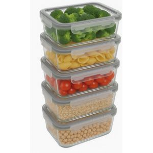 Michelino glazen vershoudbakjes 1020 ml (5 stuks) meal Prep met deksel magnetronbakjes vershouddoos luchtdicht 1 liter