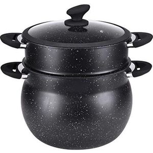 Hakal Couscoussier / Stoompan / Couscouspan - 12L - Geschikt voor Alle Warmtebronnen - Non-Stick & Marmer Coating - Inclusief Glazen Deksel - 12 Liter